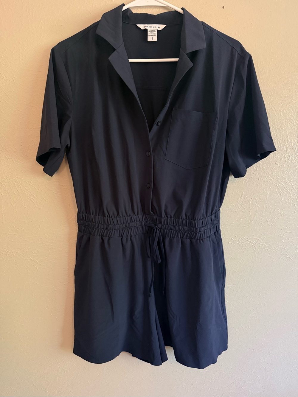 Athleta women’s Navy Short-Sleeve One-Piece Romper